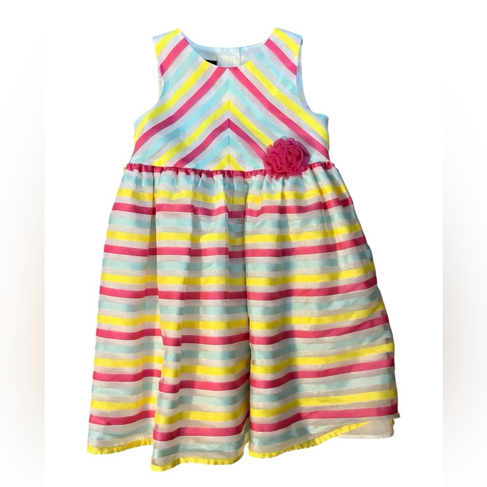 Multicolored Embellished Ruffled Knee-Length Sundress